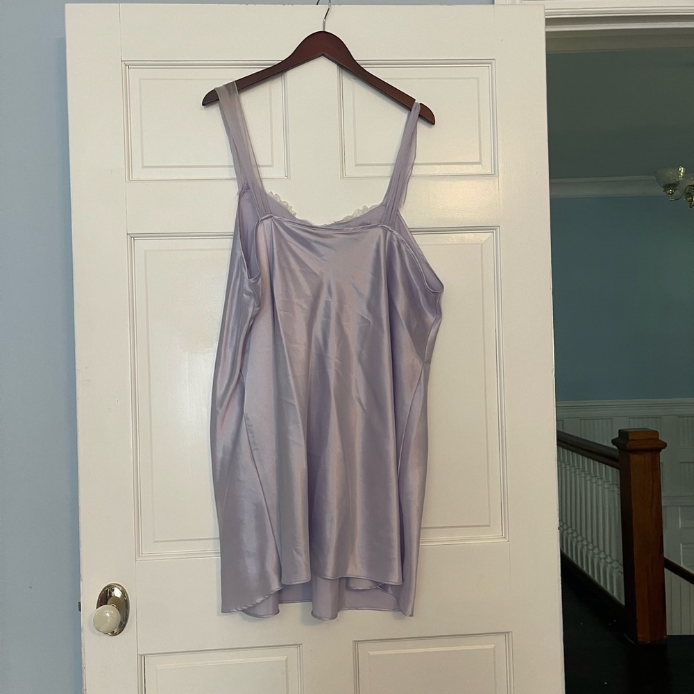 California Dynasty Vintage Lavender satin and lace chemise slip nightie 2X - Picture 6 of 8